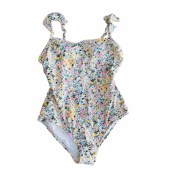 Kona Sol Other - Kona Sol Ladies One Piece Swimsuit Size L Floral Print Ruffle Straps Multicolor